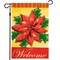 G128 - Christmas Garden Flag, Christmas and Winter Themed Decorations - Welcome Quote with Red Poinsettia Flower, Rustic Holiday Seasonal Outdoor Flag 12x18 Inch